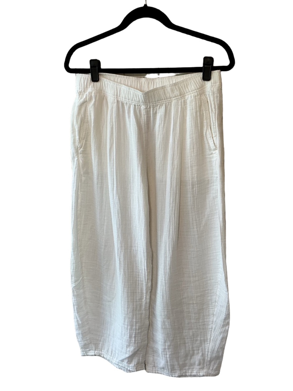 Gap Easy Barrel Leg Crop Pants Cotton Gauze White Relaxed Resortwear Cruise MP